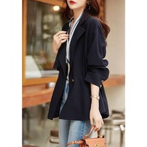 미미앤느 원 버튼 업 타이 숏 트렌치