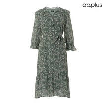 에이비플러스 ab.plus V넥 러플 쉬폰 플로럴 원피스 (LSU3ZO09A)