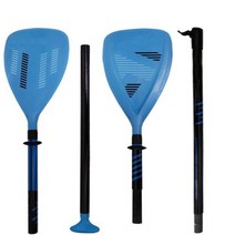 패들보드 고무 서핑 보드 패들 보트 이중 목적 조정 가능한 SUP 카약 스탠드 업 용 4 피스, 파란