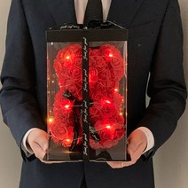 건전지포함 LED전선+플라워베어+선물 포장 = 1 SET 장미곰돌이 1주년 2주년 3주년 와이프 여자친구 여친 생일 선물 기억에 남는 결혼기념일 예비신부 예신 곰신 전역