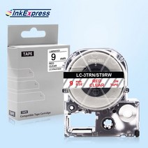 40mm * pvc 리본 스티커 라벨 테이프 엡손 LC-3WBN 용 LW-300, 17 Red on Clear_01 9mm