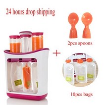 가정용 진공 랩 포장기 자동 업소용 랩핑기 무료 2pcs 숟가락 짜기 주스 스테이션 이유식 조직 저장 용기 이유식 메이커 세트 과일 퓌레 포장 기계, 표준 및 숟가락