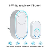 도어벨 현관종 무선 초인종 화이트 433MHz 스마트 홈 차임 알람 환영 수신기 지능형 LED 링 벨 EU 영국 미국 플매트 카펫 러그, [01] B-1 receiver 1button, [02] 미국 플매트 카펫 러그