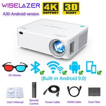 WISELAZER A30 9500 루멘 LED 네이티브 1920*1080 HD 지원 4K 홈 HDMI USB 와이파이 휴대용 프로젝터, WZ-A30-B