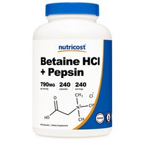 해외 Nutricost Betaine 베타인 펩신 790mg 240캡슐, 2개, 790mg 240정