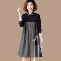 패치워크 원피스 디아론 빅사이즈 여성의류 200 근 봄옷 와이드 루즈핏 플랫카라 3668794020