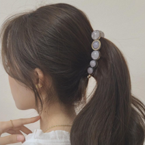[초콜리트쥬얼리] 벨로아 큐빅 포인트 마블 바나나 헤어 집게핀 4color