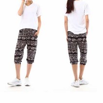 FREE 아이스 여름바지 쿨바지 7부 여성용 호피그레이 코끼리 블랙라인 스트라이프 비치썬 블랙
