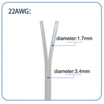 장원선 장원선 1.5 장원형전선 장원선 vctf-k 2.0 28/26/24/22/20/18AWG 2 코어 구리 전기 와이어 투명 병, 04 22AWG_06 2m