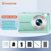 카메라 캠코더 디지털 폴라로이드 디지털카메라 미니 즉석카메라 포토프린터 충전식 16x 줌 컴팩트 초급 사진을 위한 1080P 44MP, [04] DC403-G, DC403-G