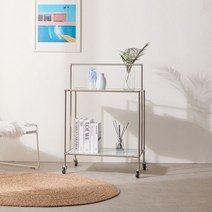 [(주)티에스퍼니처] 리프 모듈 2단 수납 트롤리, 선택:화이트 / 2단:그린