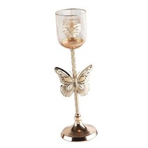 Tealight 캔들 홀더 스탠드 금속 촛대 나비 장식 Candelabrum 기도 봉헌 촛불 캔들 홀더 홈 장식 새해, 철, 화려한