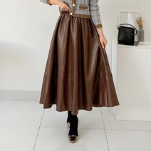 퍼니걸스 9728 밴딩 레자 플레어 롱 스커트 여성의류