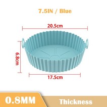 에어 프라이어 오븐 베이킹 트레이 프라이드 치킨 실리콘 라이너 매트 비 스틱 재사용 가능한 바구니 그릴 액세서리, [06] 0.8MM Blue