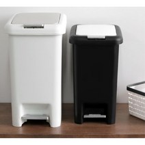 버튼 페달식 비닐고정 가정용 휴지통 회사 주방 거실, 1개, 투버튼 페달 휴지통 화이트 10L