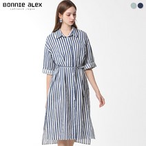 보니알렉스 패플단독-보니알렉스 오버사이즈 스트라이프 린넨 원피스