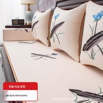 풀하우스 원목 소파 매트 심플 마호가니 방석 사계절 공용 의자 매트 면 마 미끄럼 방지 두꺼운 스폰지 매트78131, 55*180cm 스폰지 속담