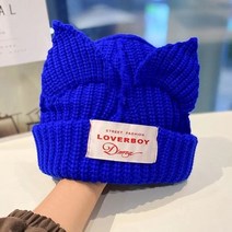 팬싸템 귀 달이 모자 토끼 loverboy 고양이 니트 더블 레이어 따뜻한 돼지 모직