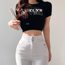 투디 브루클린 뉴욕 레터링 로고 포인트 반팔 크롭티 국내제작 3컬러