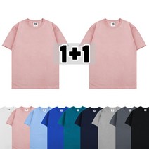 더팀 1+1 남여공용 베이직 20수 무지 라운드 반팔 티셔츠 (9컬러)