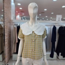 JJ JIGOTT JJ지고트 둥근 카라 체크 블라우스 GL7N0BL72