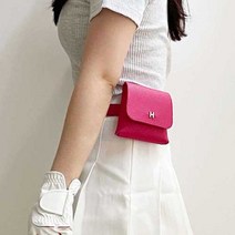 필드에나 여성 가죽 벨트형 허리 H 골프 힙색, 코랄핑크