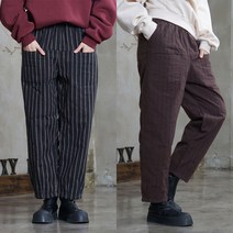 삼색세로줄 앞포켓 솜패딩 배기 50대엄마옷 똥싼바지