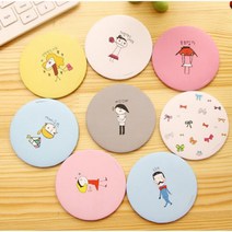 원형 큐티 쁘띠 그림 손미러 패턴 디자인 미니손거울, 1개