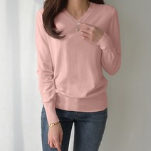 데일리앤 레이나 베이직 기본 무지 브이넥 니트 티셔츠