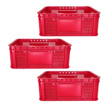 뉴플라스틱 운반상자 6호 운반 수납 플라스틱 바구니 사각 농수산물 3개묶음, 운반6호_적색(3개묶음)