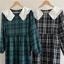 시드마켓 카라 체크 배색 원피스 301N784S 빅사이즈 여성의류 (9426713)
