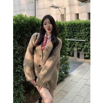 벌룬 소프트 연말룩 페이크퍼 캐주얼 스웨터 부드러운 소매 긴팔 여자 모헤어니트 하프