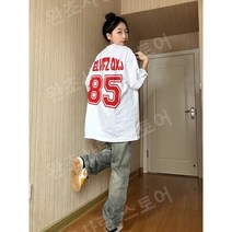 하키복반티 오버핏 하키 유니폼 빅사이즈 힙합 저지 운동회 반티 루즈핏 반팔 티셔츠 여성