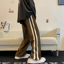 스트레이트핏 긴바지 22806 P50K78 가을 핫한 문착 스웨이드 가죽 발목 지퍼 사이드 블러킹 웨빙 4995828780