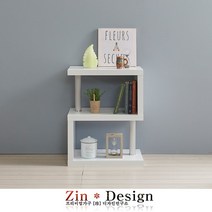 진디자인 고급 인테리어 책장 겸 수납장 책선반 서재 장식장, 2단 화이트