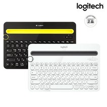 로지텍코리아 정품 K480 무선 블루투스 키보드 + 투명 키스킨 세트 한글각인 자판 2가지 색상, 화이트