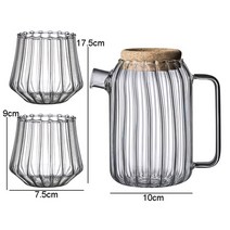 내열 유리 물병 스텐 유리 주전자 휴대용 타입 주스 음료용기 커피 차 가정용 물컵 물 음료 병 컵 세트, 05 medium 3 piece set