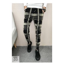 유유가가 남성 슬림 체크 캐주얼바지