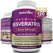 [미국직구] Nutrivein Resveratrol 1450mg 베스트 프로덕트 ExtraStrength 120Cap 1PACK, 수량, 상세참조