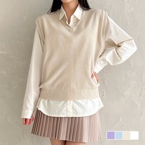 쉐얼유 여성 솔리드 베이직 면 긴팔 셔츠