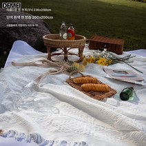 DFMEI 빈티지 아웃도어 피크닉 매트 방습 매트 캠핑 카펫 들고 다니세요., 유미백 230*250+화이트 퓨어파스텔컬러 방습 천입니