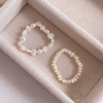 천연 담수 진주 반지 우레탄 못난이 쌀알 밥풀 고무줄 밴딩 기본 비즈 프리 우정 링 선물