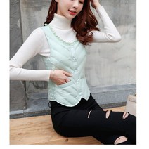yulan 여성용 경량 짧은 초경량 흰색 오리 다운 조끼 싱글 브레스트 민소매 어머니 조끼