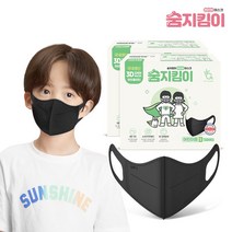 숨지킴이 어린이용 블랙 100매 새부리형 국내생산 일회용 마스크, 50개입, 2개