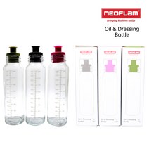 네오플램 오일병 양념 소스 드레싱병 체코산 강화유리 실리콘마개 열탕가능 3색 1SET, 240ml