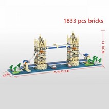 중국레고 호환 키덜트 KBUILT 아키텍처 세트 빅 벤 마이크로 미니 블록 빌딩 아크 드, Tower Bridge in bag