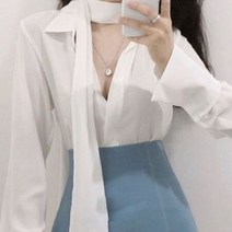 F0371 우아 고급진 리본분리 시폰 블라우스 브라우스