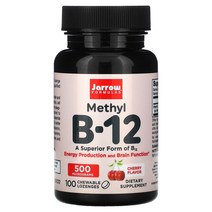 재로우 메틸 B-12 체리 500mcg 츄어블 사탕 100정, 1개, 100개