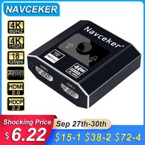 모니터 분배기 셀렉터 Nceker HDMI 2.1 스플리터 스위치 TV용 Xbox 시리즈 X 케이블 스위처 8K 60Hz 4K 120Hz 2 in 1 out, 02=ZY-8AB_2x1HDMIswitch