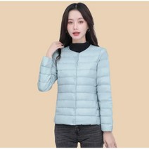 Momolatti 여성 라운드넥 쇼트 핏 오리털 경량 패딩점퍼
